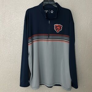 NFL Chicago Bears Football Quarter-Zip Pullover Men's Antigua Navy/Gray 3XL